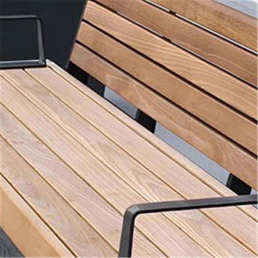 bancas de Patio Exterior Backrest Armrests Wooden Bench, with Stainless Steel Metal Frame, Suitable for Indoor Outdoor Patio Seating(Small)