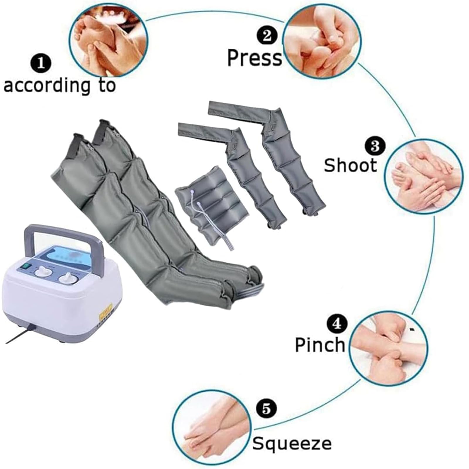 Botas masajeadoras de piernas de compresión de aire, terapia de presión para mejorar la circulación, diseño de 6 cavidades para pies, brazos, piernas, recuperación de cintura y relajación