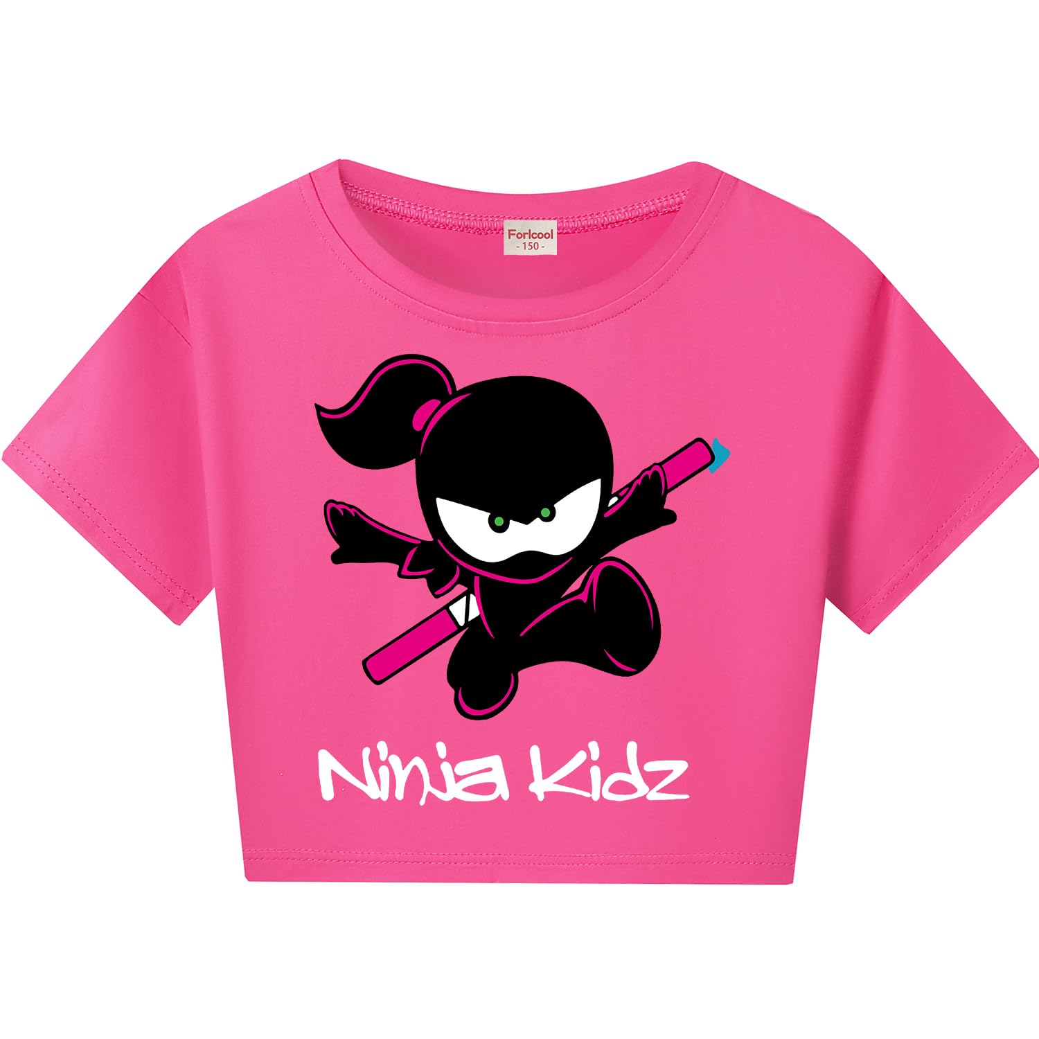 Forlcool Ninjas Kidz Merch Mädchen-T-Shirt, Sommer-T-Shirt und Shorts, Bekleidungsset, Uni, Kinder, 2-teiliges Outfit