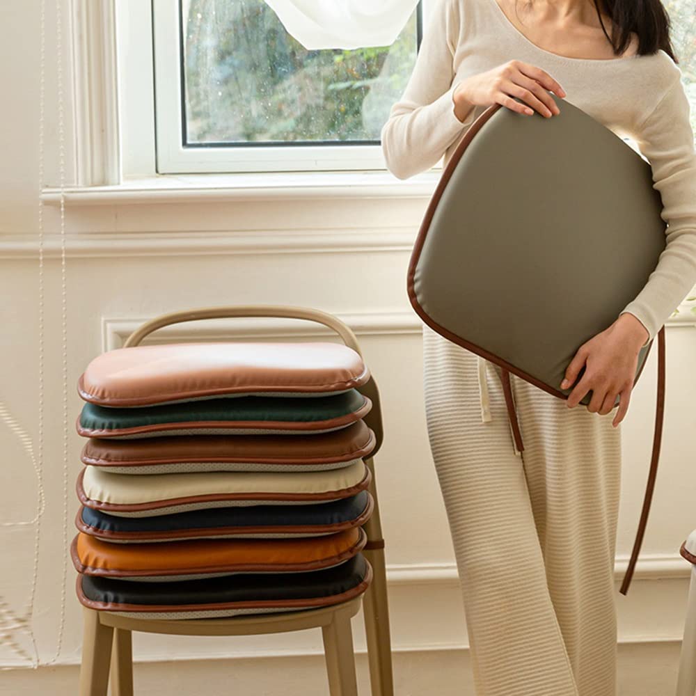 set Van 1/2/4) Lederen Hoefijzer Stoelkussen/zitkussen, Duurzame Zachte Kussens, Antislip Eetkamer Keukenstoelkussens Met Machinewasbare Hoes (Color : Black, Size : 43x40cm(Set Of 2