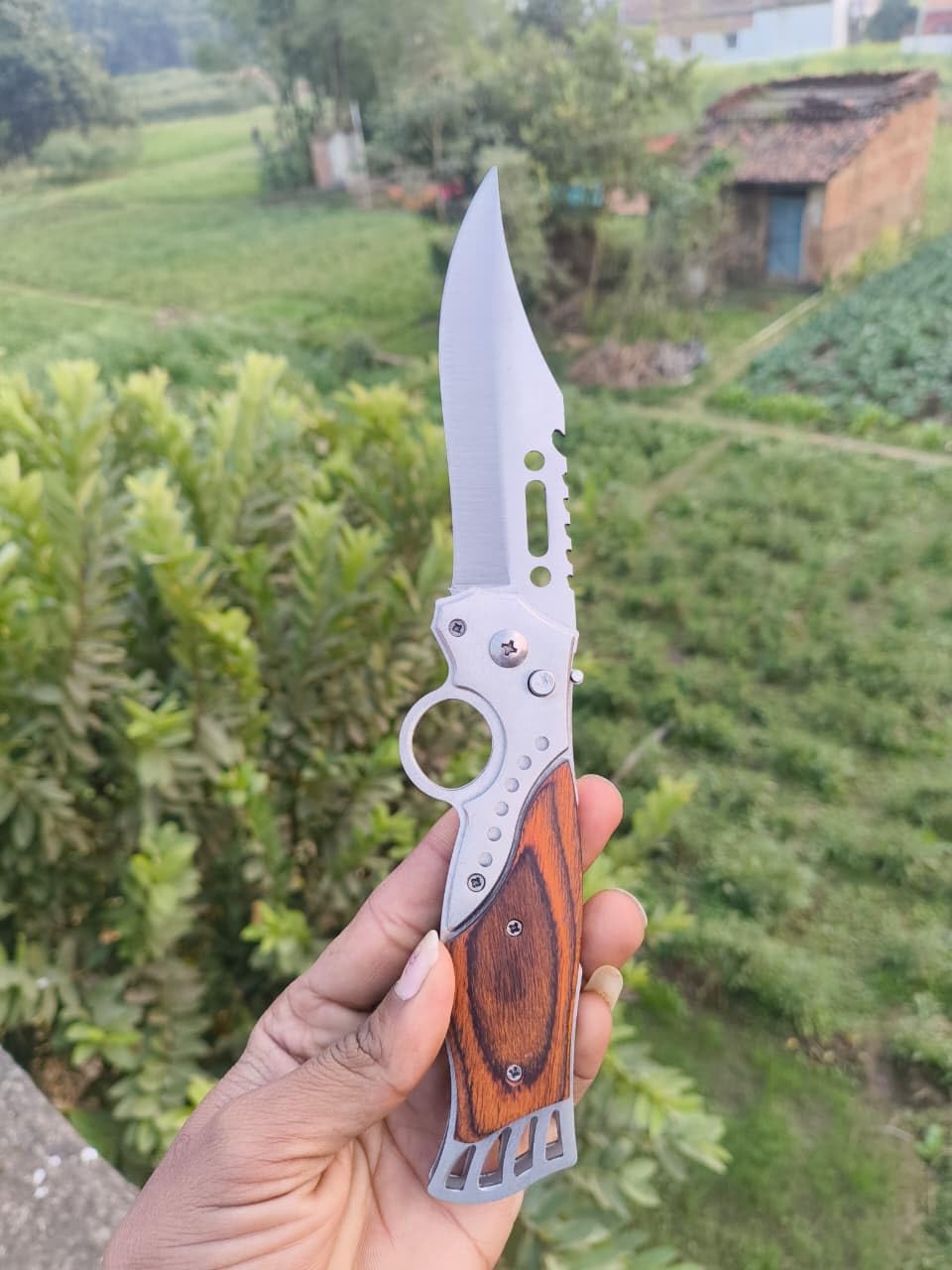 Stainless Steel Folding Utility Knife with Wooden Handle, Portable Multipurpose Pocket Cutting Tool, Foldable Blade for Kitchen, Packaging, Craft, Office & Everyday Use-image-14