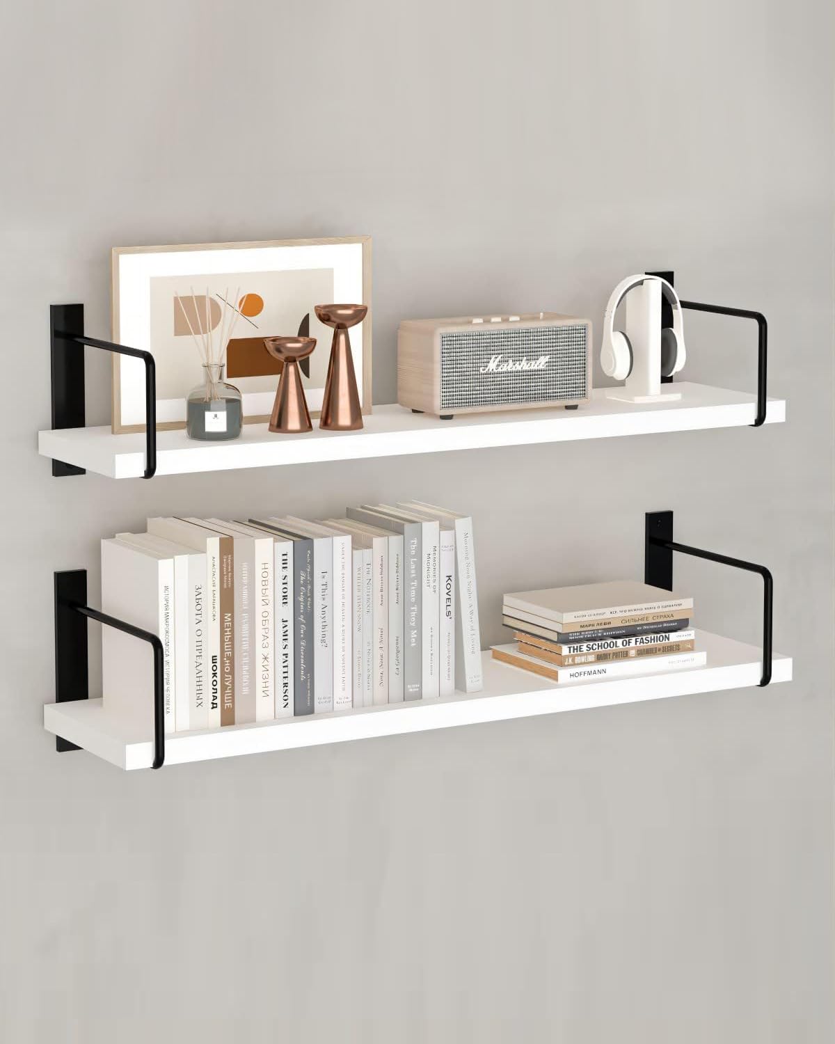 Wood Wall Shelf | Wall Mount Float Shelf | Wall Mounted Shelf Kitchen| Wall Mount Floating Shelf For Living Room (Marvel-White)