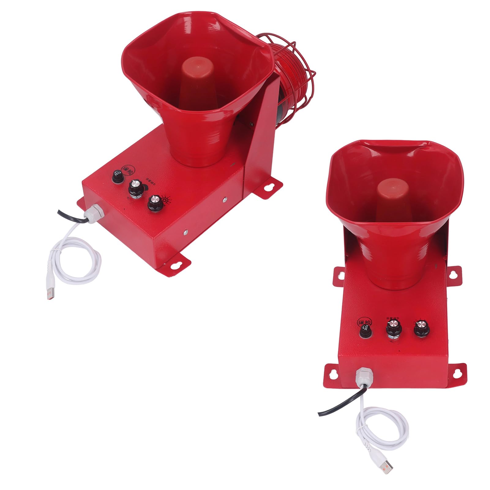 Alarma de Sirena Industrial, Luz de Advertencia Estroboscópica Exterior Impermeable de 180 DB con Volumen Ajustable y 6 Tonos, para Minas, Sitios de Construcción, Fábrica (DC12V)