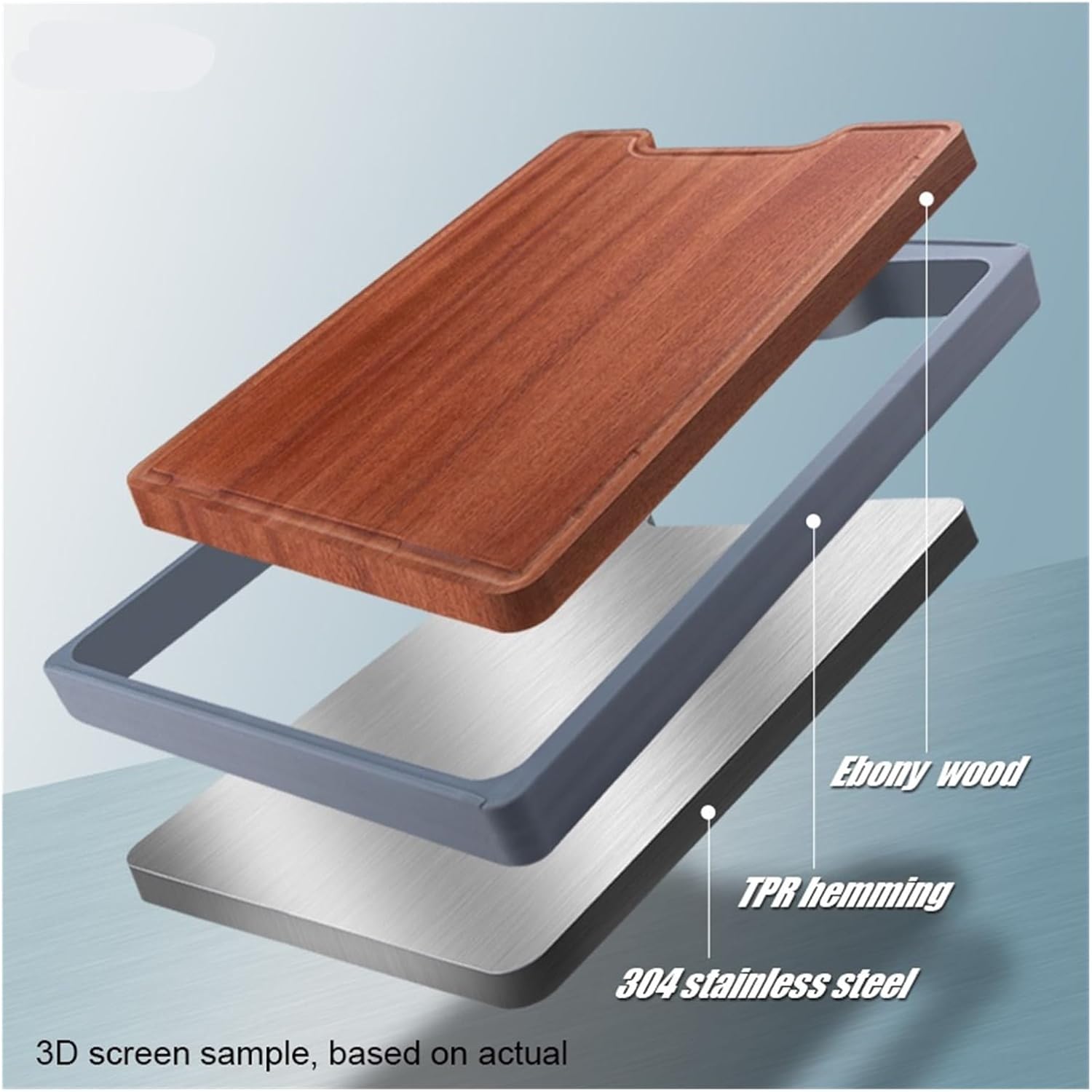 Board Household Stainless Steel Cutting Double Solid Wood Chopping Black Ebony In The Kitchen