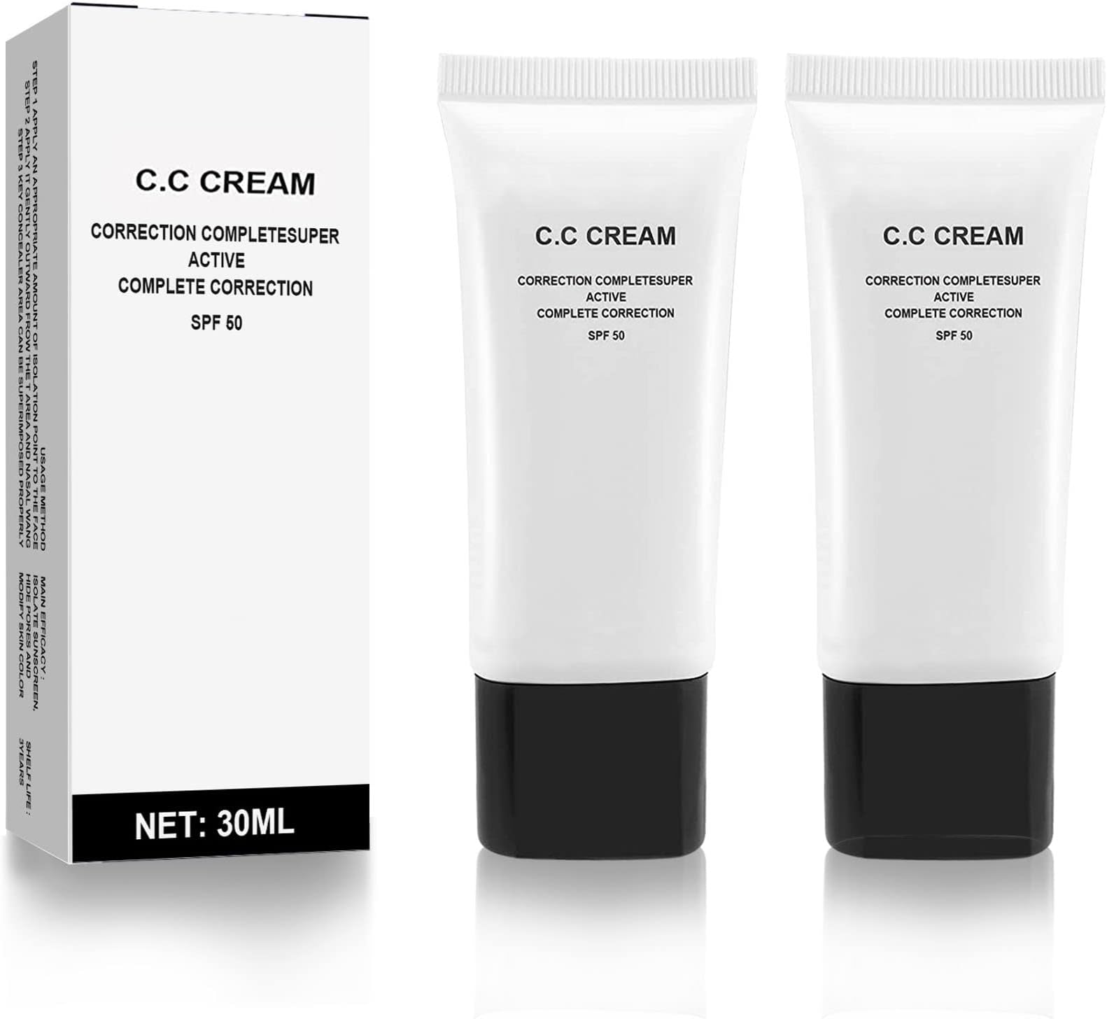 2PCS Skin Tone Adjusting CC Cream SPF 43,CC Cream Self Adjusting for Mature Skin,Cosmetics CC Cream,Pre-makeup Primer Moisturizing Skin Concealer Brightening Skin Tone - Natural Color