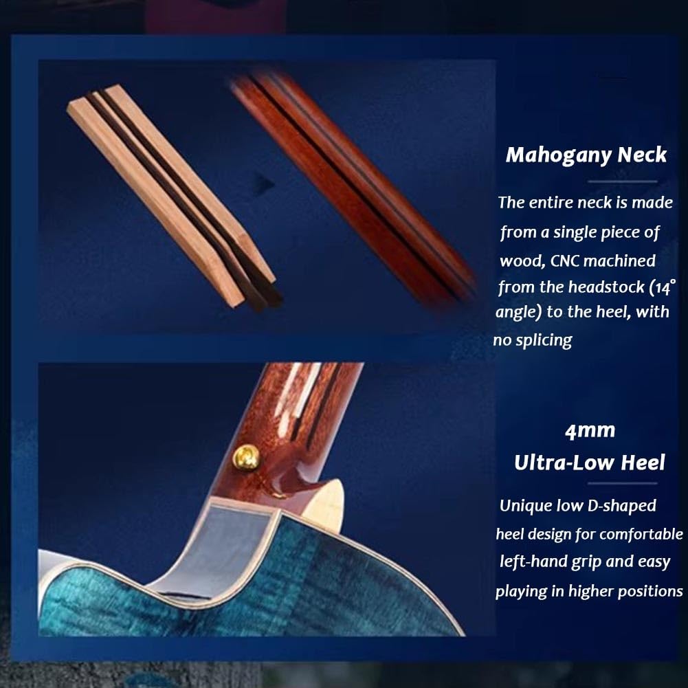 Kit per chitarra acustica, chitarra folk a 6 corde, in legno, con custodia, per principianti e amanti della musica