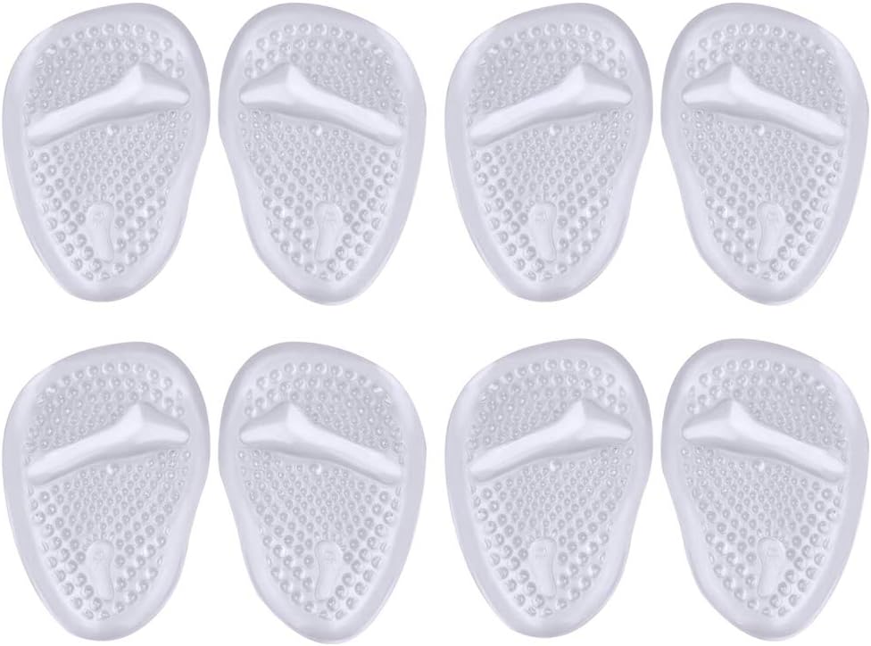 4 Pairs Heels Cushion Pads, Gel Insoles Foot Pain Relief Pads Anti-slip Forefoot Cushion Pads Gel Ball of Foot Cushions High Heel Gel Pads Insoles Metatarsal Pads Gel Cushion Inserts for High Heels