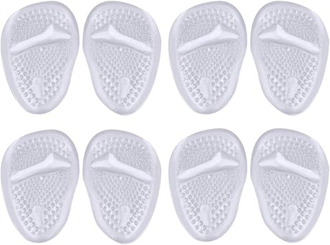 4 Pairs Heels Cushion Pads, Gel Insoles Foot Pain Relief Pads Anti-slip Forefoot Cushion Pads Gel Ball of Foot Cushions High Heel Gel Pads Insoles Metatarsal Pads Gel Cushion Inserts for High Heels