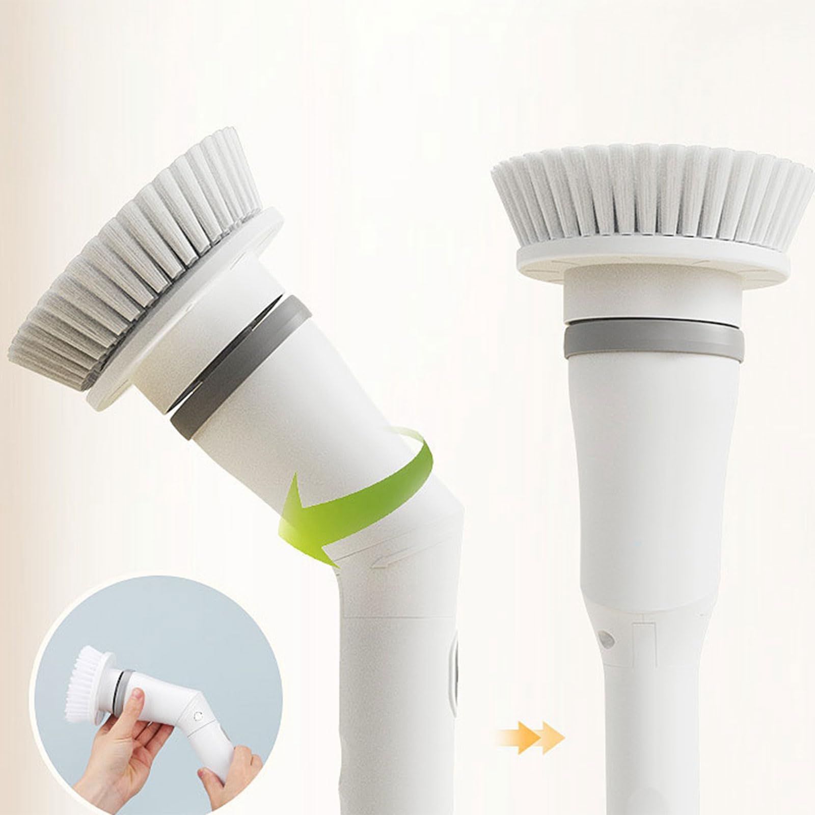 Spazzola per La Pulizia Ricaricabile dello Scrubber Elettrico con 6 Sostituibili Maniglia Regolabile Senza Fili Bagno Senza Fili