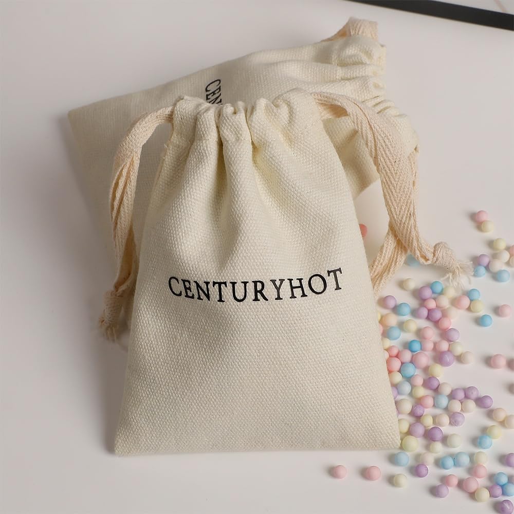 Sachets Cadeau en Mousseline de Coton Sacs cadeaux en coton, pochettes à cordon de serrage mousseline maquillage, sac avec Logo bonbons for fête d'anniversaire et mariage(300 Logo Bags,10x15cm(4x6in))