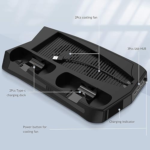 Miniatura 5 de Kahool Soporte vertical con ventilador de refrigeración para Play Station 5 y PS 5 Digital Edition, estación de carga de doble controlador