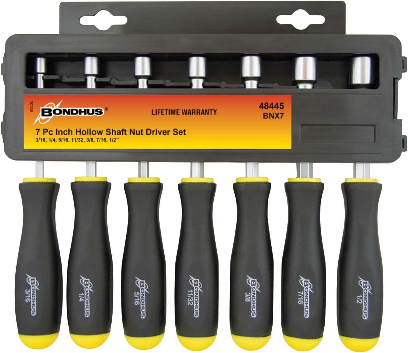 Bondhus 48445 Hollow Shaft Nut Driver, 7 Piece