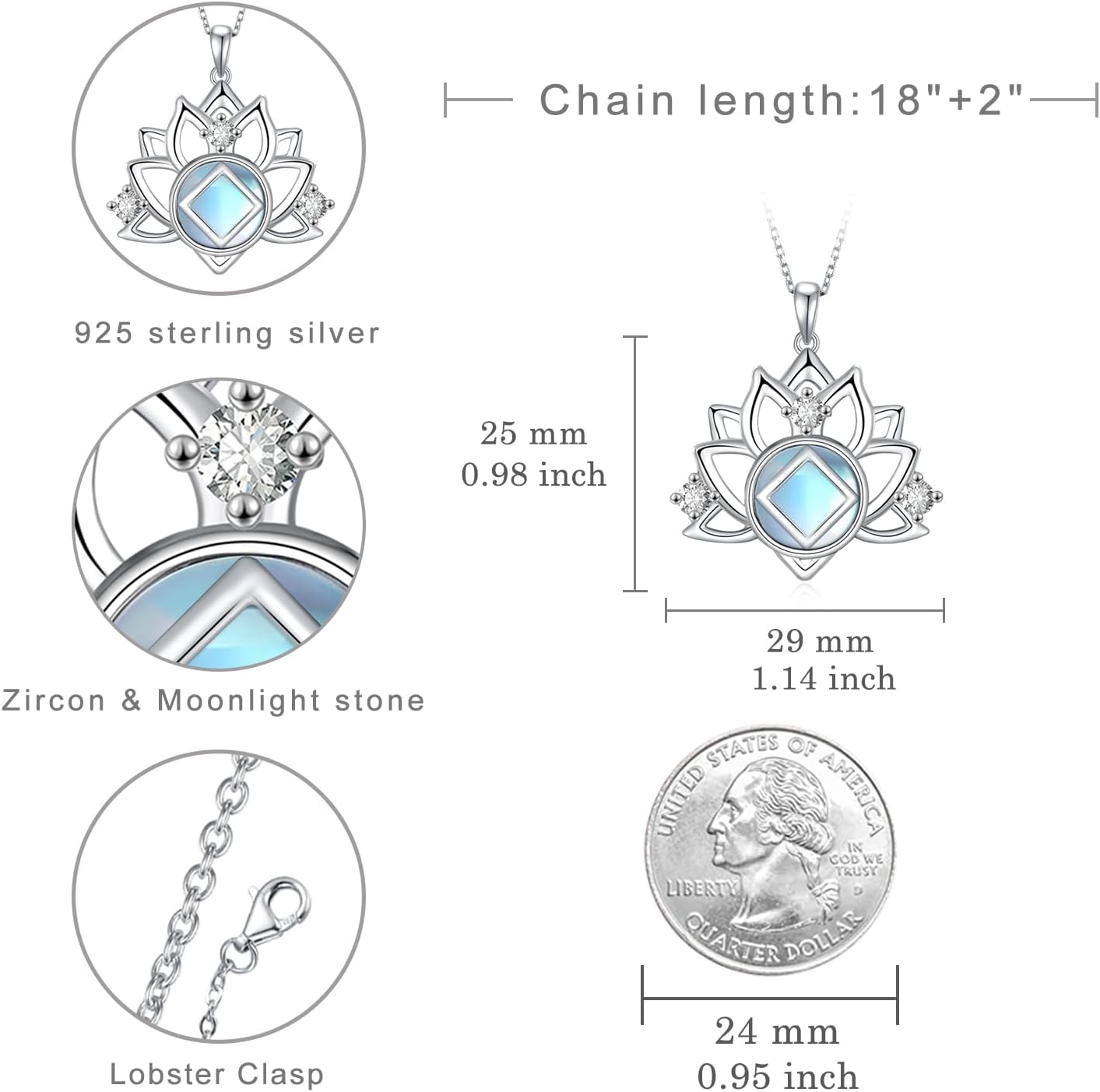 Sobriety Necklace Sterling Silver AA Necklace NA Necklace Recovery Symbol Necklace Lotus Sobriety Gift for Women - Image 4