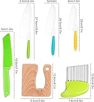 Vista 2 de Juego de 6 cuchillos para niños para cortar, cuchillos para niños, juego de cuchillos de cocina para niños, cuchillo de madera para niños pequeños