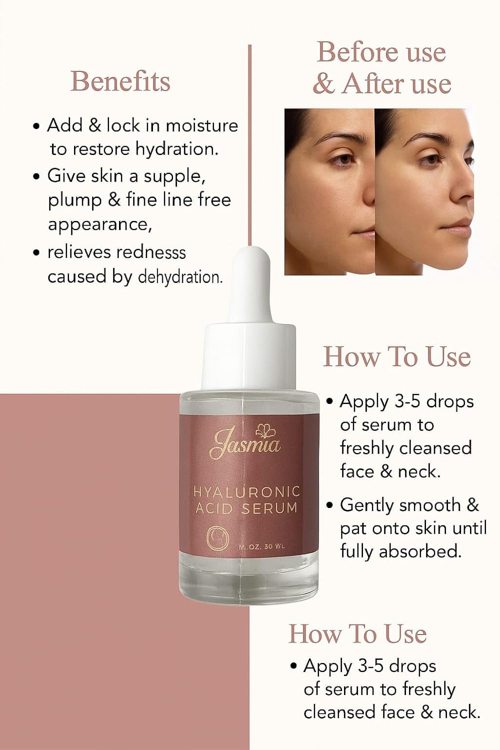 Hyaluronic Acid Serum for Face – Anti-Aging, Hydrating, Plumping Serum for Dry & Sensitive Skin – Lightweight, Fragrance-Free, Vegan, 30ml - Image 8