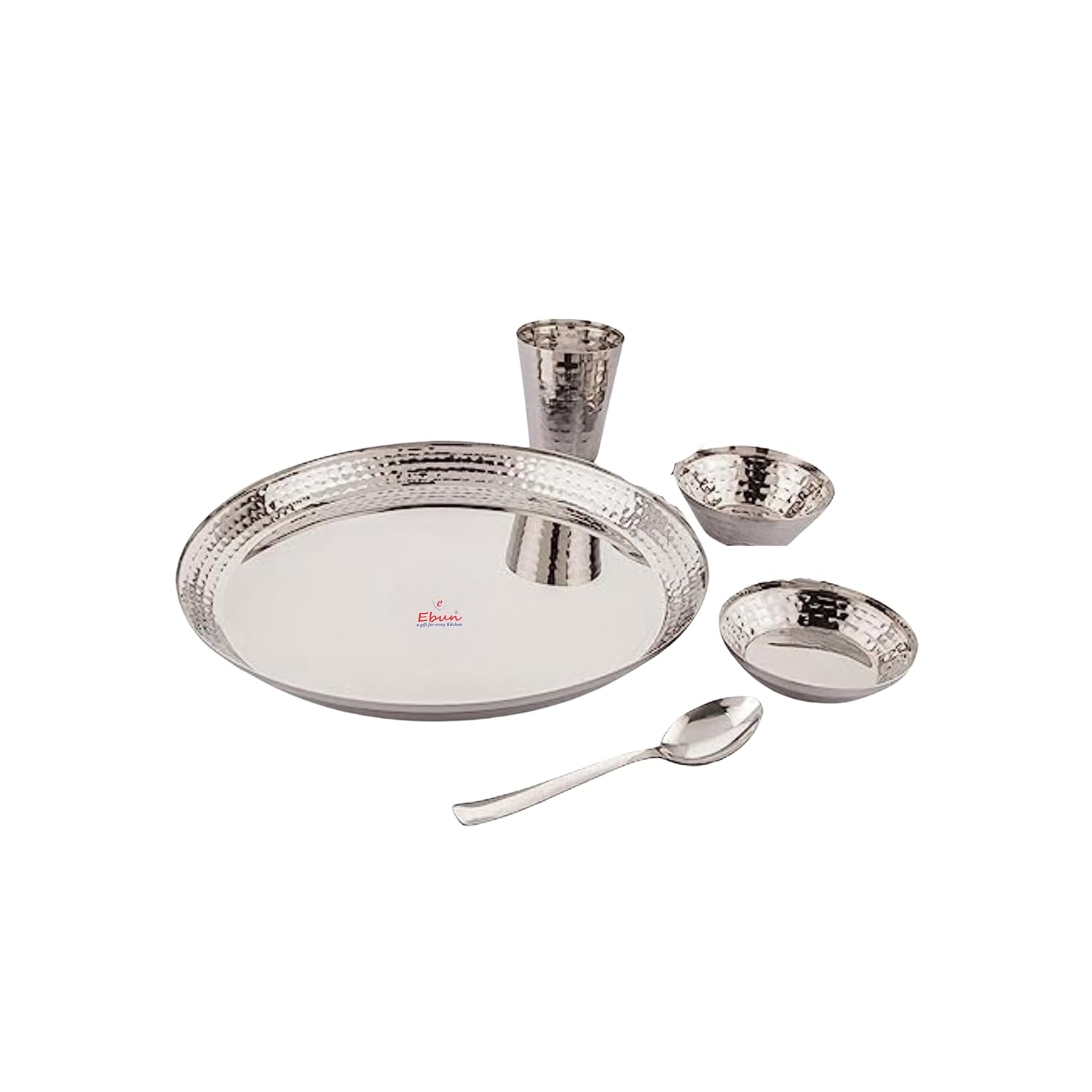 Ebun Stainless Steel Hammered Baby Dinner Set Dinner Set for Kids