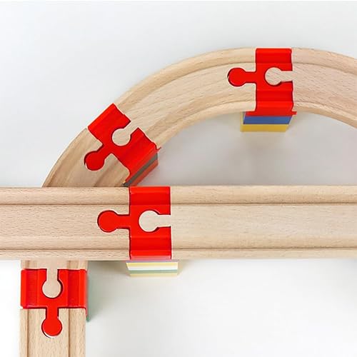 Miniatura 8 de Accesorios de madera para riel de tren, 16 piezas de conectores de madera para riel, compatibles con todas las principales marcas Woodens Train