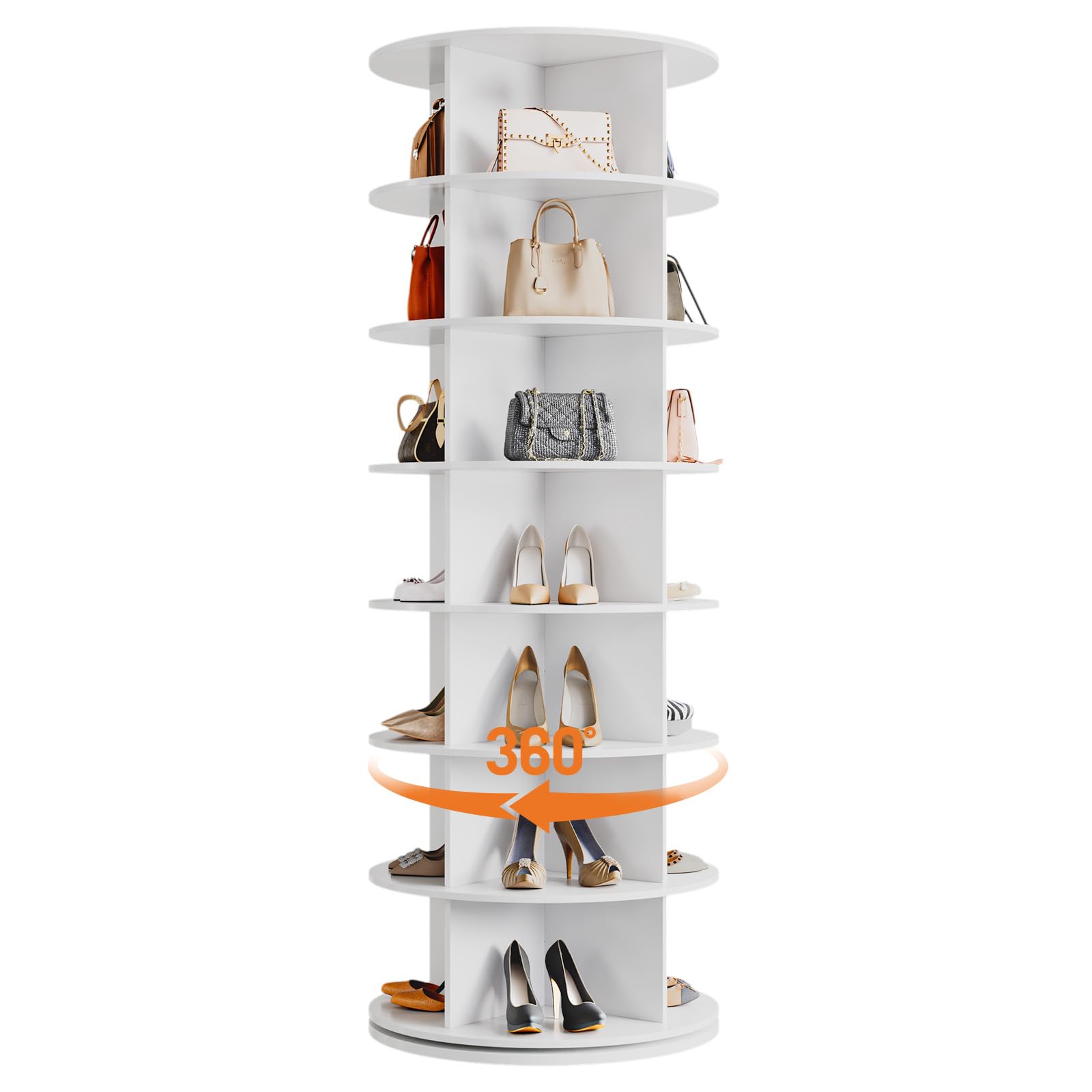 GarveeHome 360° Drehbares 7-Stöckiges Schuhkarussell, Platzsparendes Schuhregal, Freistehend & Rund, Vielseitig Für Flur, Schlafzimmer & Wohnzimmer