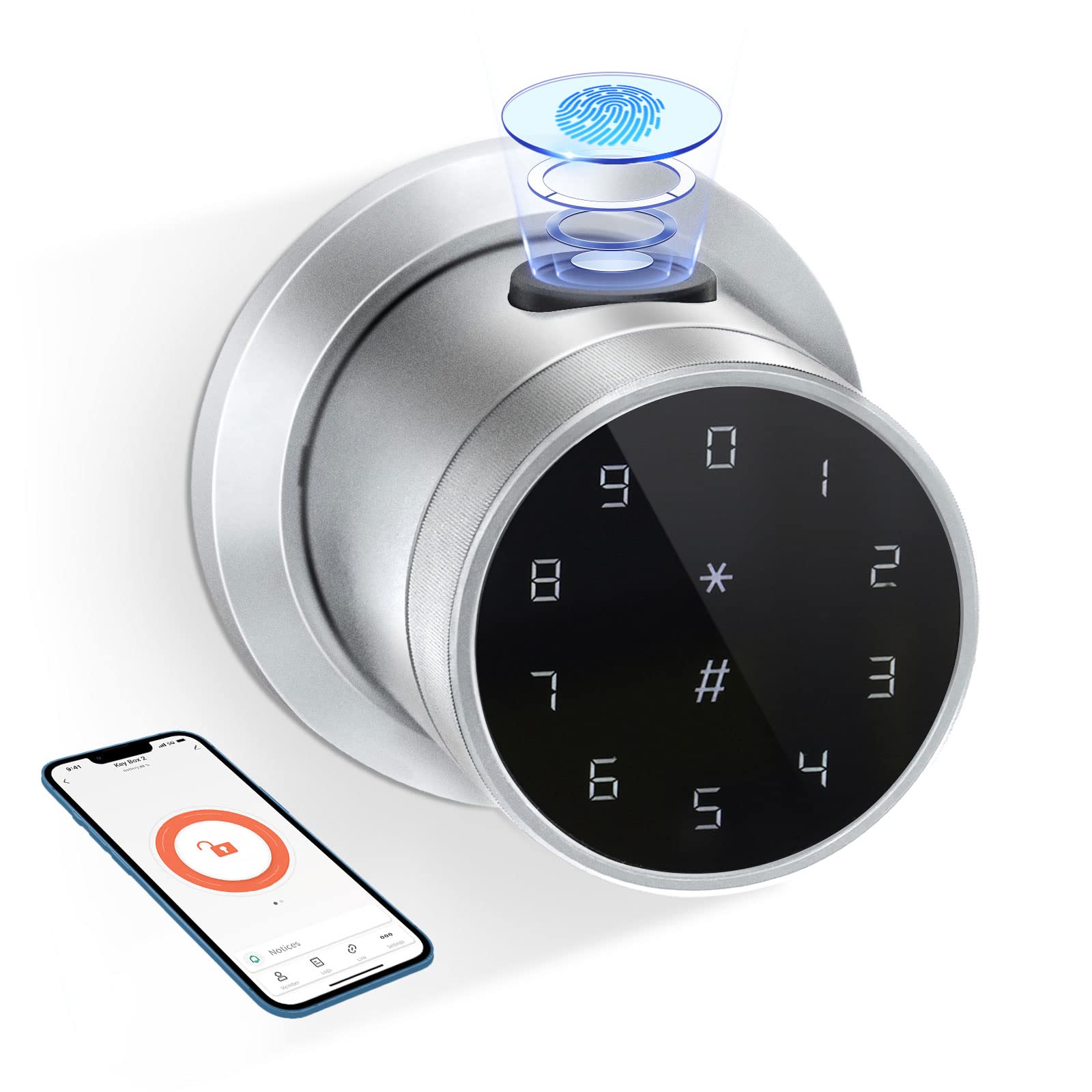 Photo 1 of Security Smart Lock, 5 in 1 Keyless Entry Door Lock via Wi-Fi, Fingerprint Door Lock with Touchscreen Keypad, App Remote Control, IC Card, Smart Deadbolt for Airbnb, Home, Hotel, Office, (Silver)