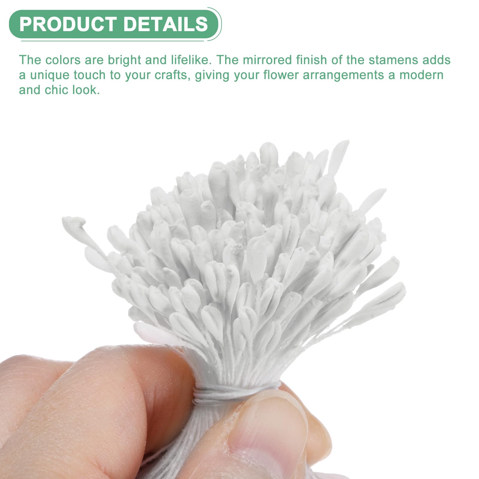 M METERXITY 680-Pack Artificial Flower Stamen Kit, 3mm Mini Double Heads Flower Stamens Pistil - Image 2