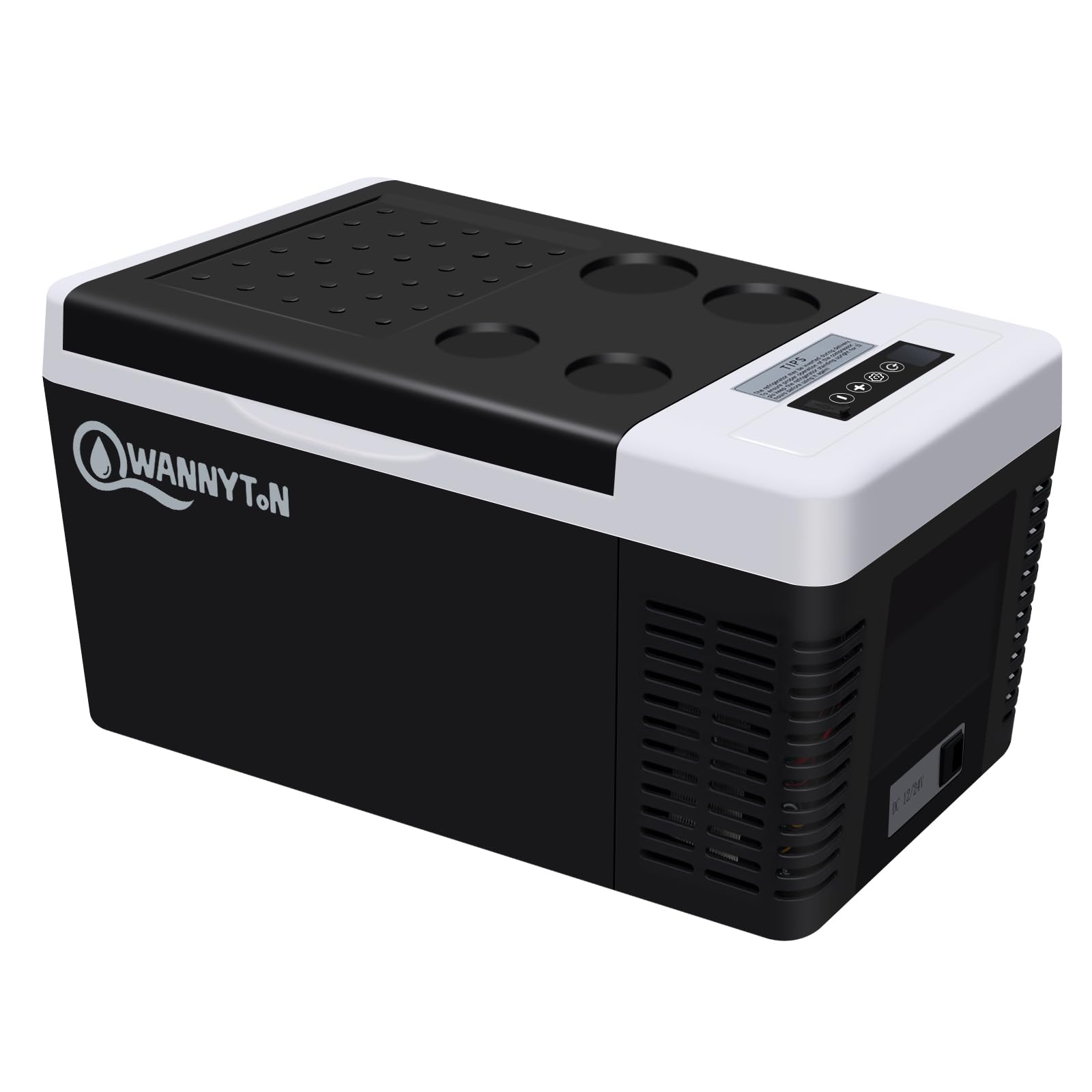 WANNYTON Nevera Pequeña de Compresor, Mini Nevera de 18 L, Nevara Portátil para Coche y Hogar, con Conexión USB y Portavasos, Nevera Camping Portátil con Protección Batería