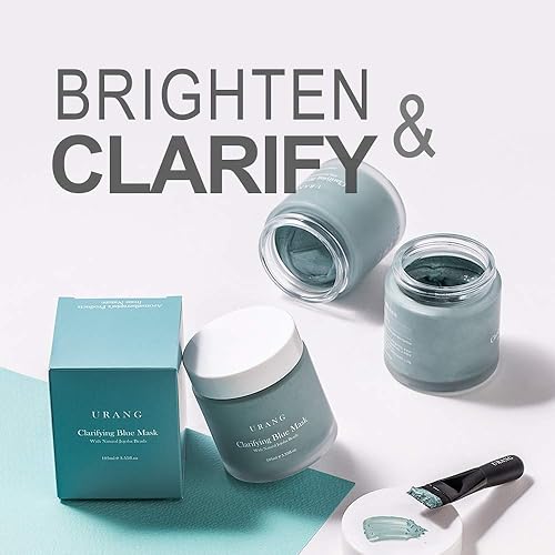 Miniatura 4 de Máscara facial azul aclarante de 3.55 onzas | Mascarilla facial de arcilla azul para lavar, aclarar y exfoliar con cuentas de jojoba | Reduce el