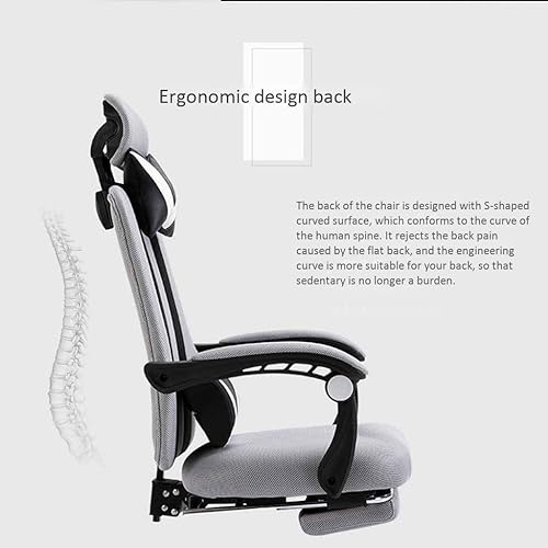 Miniatura 5 de Computer Chair Home Study Room Bedroom Lifting Rotating Reclining Office Chair Comfortable Sedentary Breathable Fabric(White-Dinosaur Doodle4)