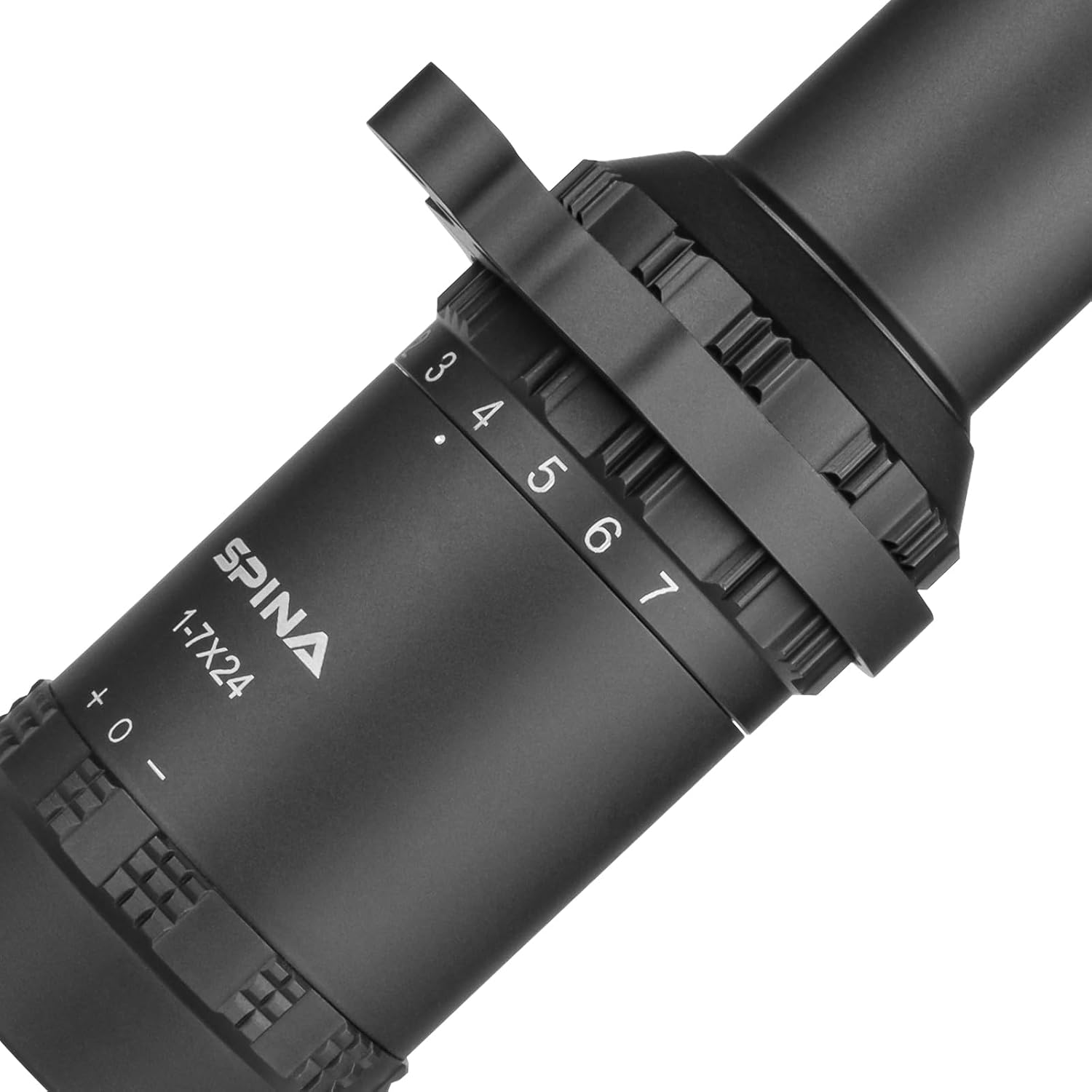 SPINA OPTICS Riflescopes 1-7x24 SFP Second Focal Plane 1/2 MOA Huning Scope with Integrated Magnification Throw Lever