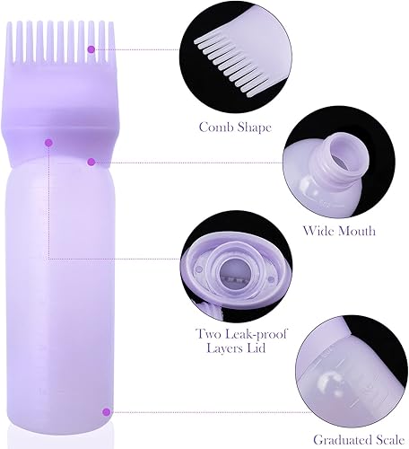 Miniatura 4 de Cosywell Botella aplicadora de peine de raíz, 6 onzas, paquete de 2 aplicadores de tinte para el cabello, botella aplicadora de cepillo para peine