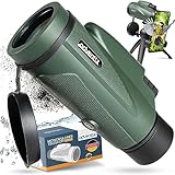 Adventix Monokular Teleskop 12x50 mit Stativ & Handyhalterung & Tasche | Fernglas | Outdoor: wasserdicht | BAK-4-Prismen | Stativ für Fotos bei Wanderungen, Vogelbeobachtungen, Jagd, Sport