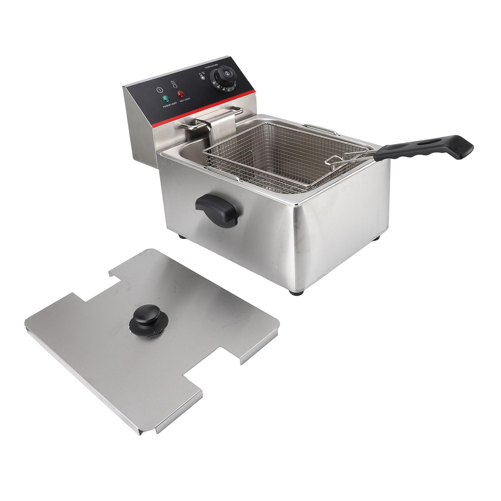 Fdit Freidora Eléctrica 3000W 6L, Aleación de Aluminio con Limitador de Temperatura y Apagado Automático para Cocina de Restaurante y Hogar (Enchufe europeo 220V)