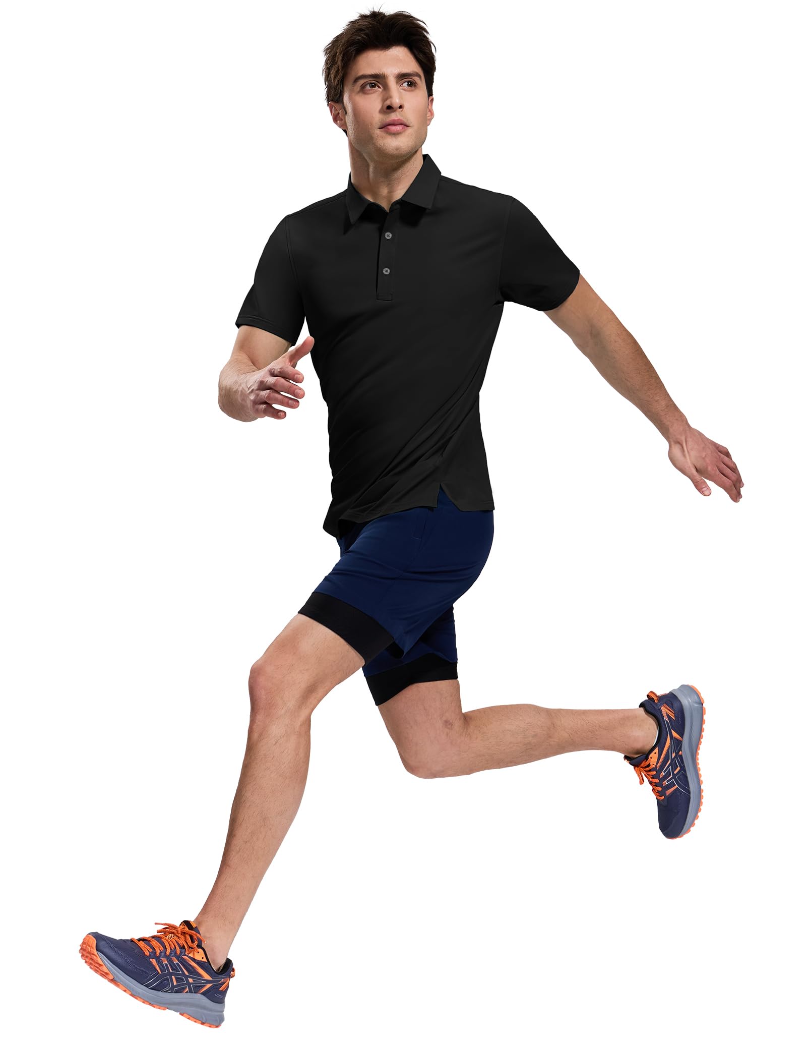 MIER Polo da uomo a maniche corte Dry Fit Performance Golf Tennis Active con colletto, protezione solare UPF 50+