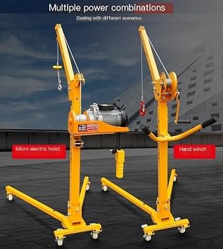Manual Crane, Electric Household Vehicle Hoist, Mobile Portable Small Crane DOLUNTO (Color : 500kg hand cranked+electric 220V)