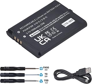 1300mAh CTR-003 CTR003 Battery Compatible with Nintendo 3DS 2DS Gaming Console + Charging Cable(Not Compatiable with New 3DS and 3DS XL)
