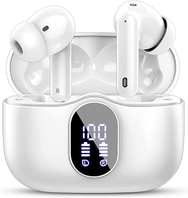 Btootos Wireless Headphones, Bluetooth 5.3 with HD Microphone HiFi Stereo LED Display, Noise Reduction, 13mm Dynamic Driver, IP7 Waterproof 36H Wireless Headphones