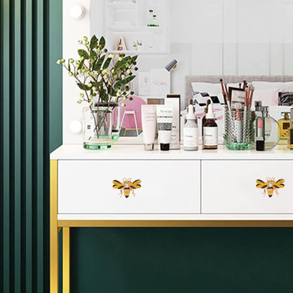 haowei Bee knobs Cabinet Knob 4 Pcs Elegant Bee Pull Drawer Dresser Wardrobes Door Knob Handle Furniture Hardware Kitchen Cupboard Decorative Accessories (Bee)