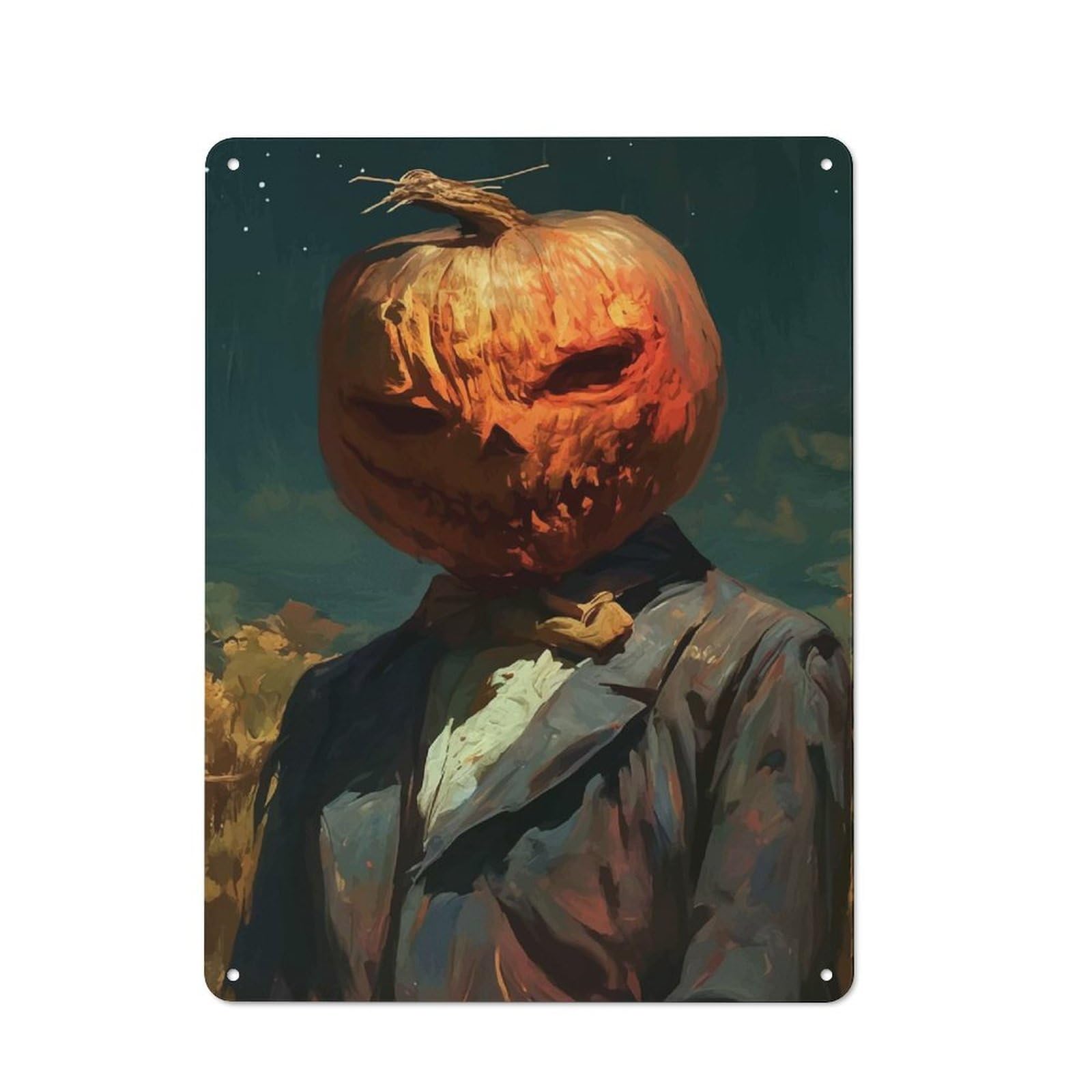 Junmoney Pumpkin Head Man Vintage Tin Sign 40X30cm For Hobby Room Or Studio, A New Home Present For Creative Interior Collectors