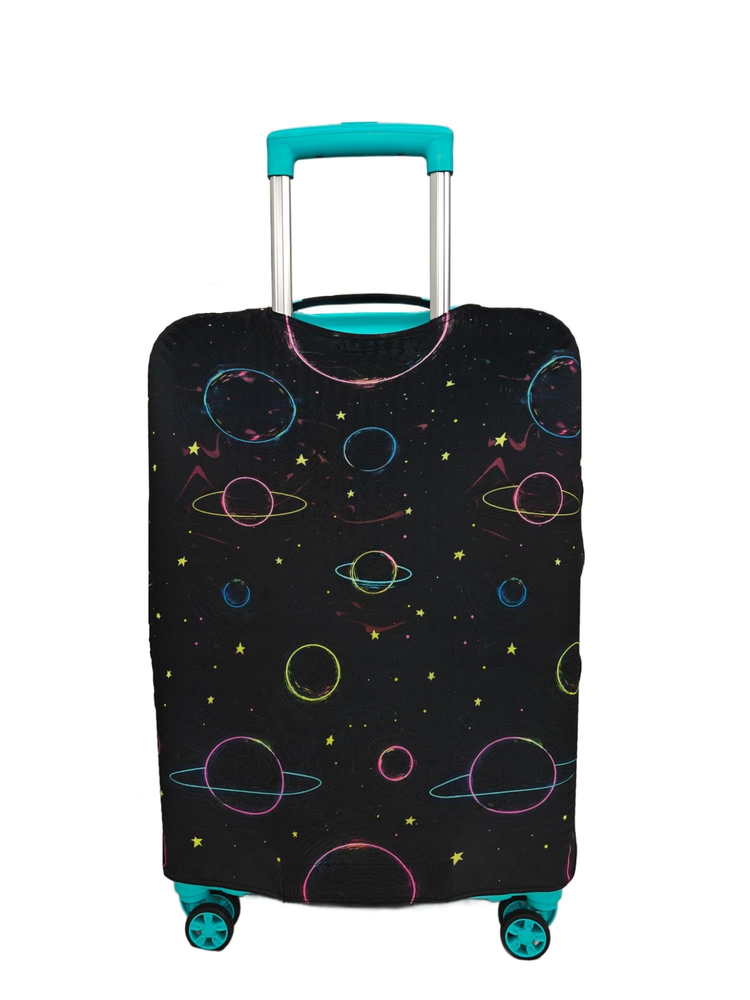 Printed Luggage Cover for Suitcase Stretchable Scratchproof Trolley Bag Protector with Velcro Lock Washable Travel Cover (Only Cover in Product)-Universe_Black 1-L-image-35