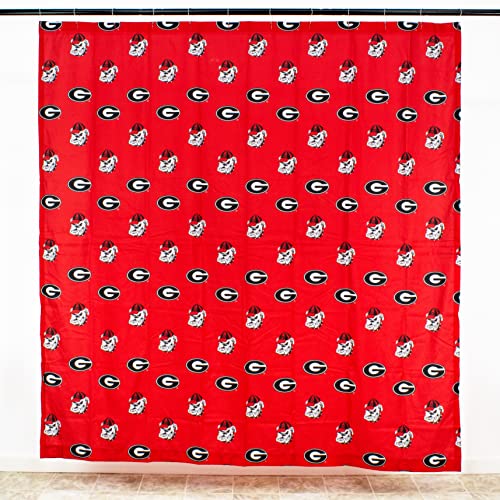 Image of College Covers Everything Comfy Georgia Bulldogs Bright and Colorful Shower Curtain Cover 70 inch x 72 inch