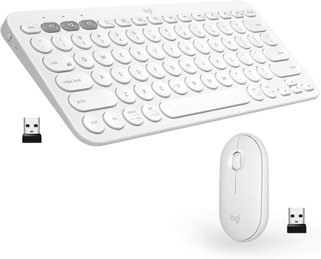 Logitech K380 + M350 Wireless Keyboard and Mouse Combo - Slim portable design, quiet clicks, long battery life, Bluetooth, Easy-Switch - macOS, iPadOS, iOS Mac, Chrome OS - White