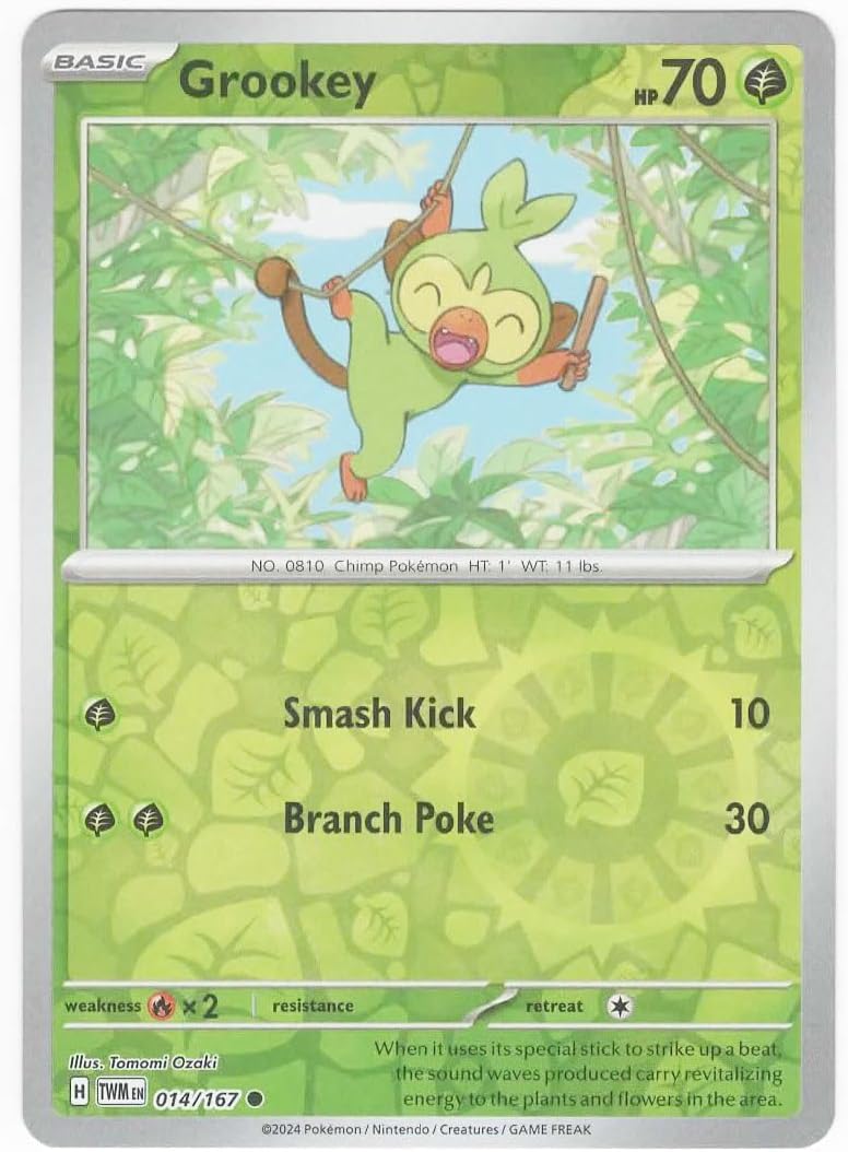 Pokemon - Grookey 014/167 – Twilight Masquerade – Reverse Foil Card – Rev Holo
