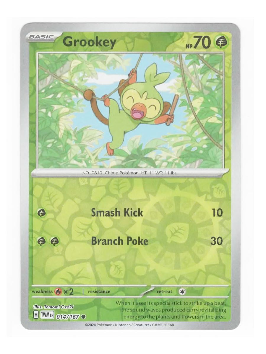 Pokemon - Grookey 014 167 Twilight Masquerade Reverse Foil Card Rev Holo