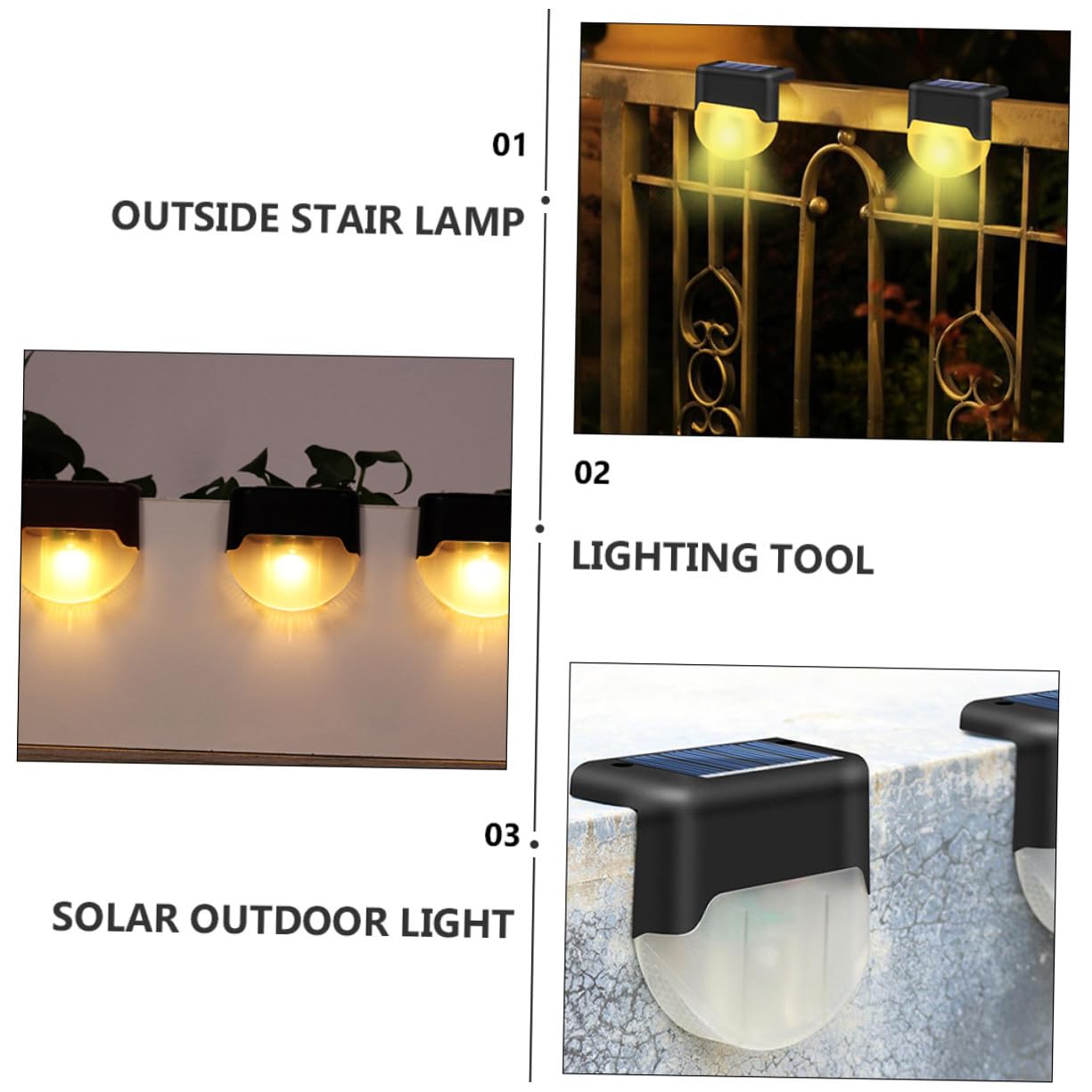 Luci Solari da Gradino LED Ip55 Nere 4 Pezzi per Esterni