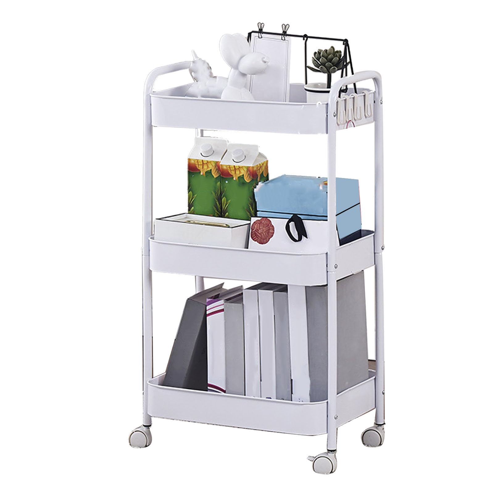 Carrito Auxiliar con Ruedas, Carro Organizador de 3 Niveles for