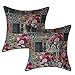 Stylo Culture Indiana Decorativo Grande Piazza Federa 24 x 24 Set di 2 Verde Scuro Vintage Tessuto Patchwork Cotone Soggiorno Divano Cuscino Copre Floreale 60 x 60 cm guanciale