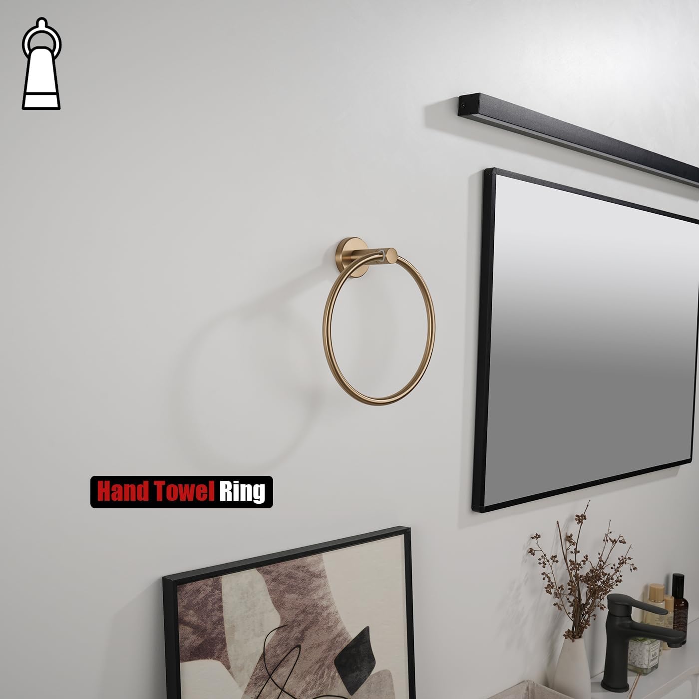 JQK Bathroom Hardware Set Champagne Bronze, 5-Piece Bath Accessories Set Wall Mount Includes 24 in Towel Bar, Towel Ring, Toilet Paper Holder, 2 Towel Hooks, BAS125-CB