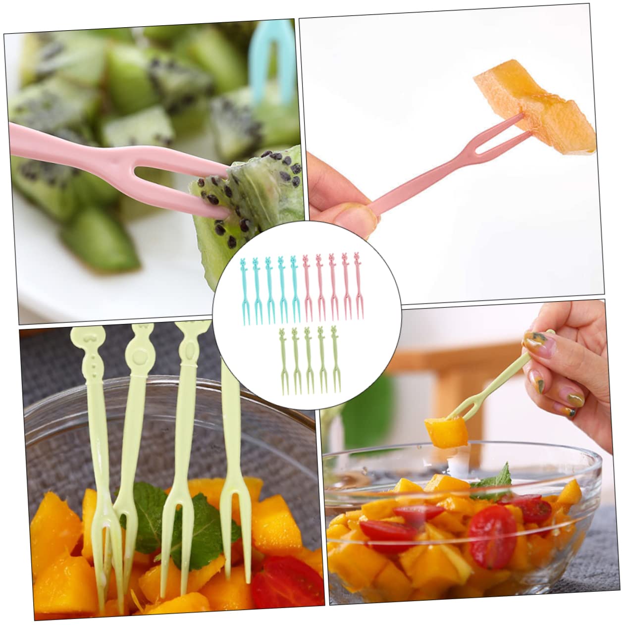 GRIRIW 150Pcs Disposable Fruit Forks Dessert Picks for Appetizers Cakes Snacks for Parties Events Outdoor Use