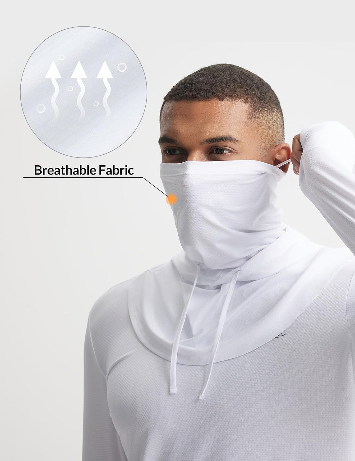 baleaf Men's Sun Hoodies UPF 50+ Separate Hood with Face Mask Long Sleeve Fishing Shirts UV Protection Rash Guard