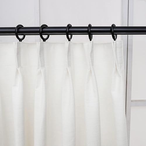 Miniatura 2 de Cortina plisada natural de lino para oscurecer la habitación, cortina para sala de estar, panel de tratamiento de ventana (2 paneles, 25 pulgadas de