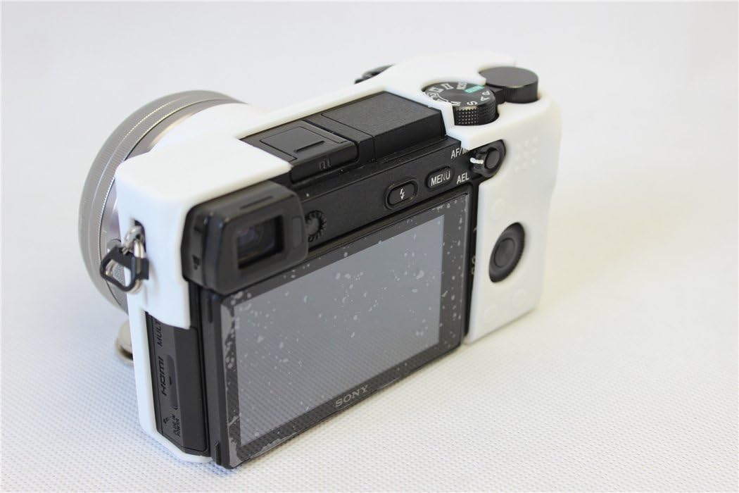 Sony A6400 Case, BolinUS Fullbody Ultra-Thin Lightweight Rubber Soft Silicone Housing Case Bag Cover for Sony Alpha A6400 (White) image 5